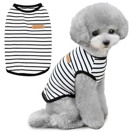 Voarge T-Shirt with Dog Stripes, Summer Dog Shirts, Soft Cotton Puppy Clothing, Pet Tank Top, Chihuahua Basic Tee Shirt, Clothing for Small, Medium, Dogs, Cats, Clothing (Black, L)