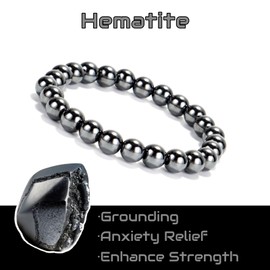 Aavedge Hematite Bracelet Men & Women - Hematite Bracelet for Men & Women - 8mm Weighted Beads Natural Stone Healing Beaded Crystal Bracelets - Anxiety Relief & Strength - Stretch Elastic