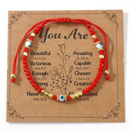 Bohxantium Evil Eye Bracelet for Women Men Adjustable Red String Bracelet Evil Eye Spiritual Jewelry Protection Lucky Gold Beaded Healing Crystal and Natural Stone Good Luck Gift for Best Friend