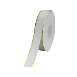 JESEP YONG 5/8 inch Gray Grosgrain Ribbon with Golden Weft Edges-20 Yards Craft Gift Wrapping Ribbon Roll for Bows-Christmas Home Decor-Wedding-Party Decoration (JS271)