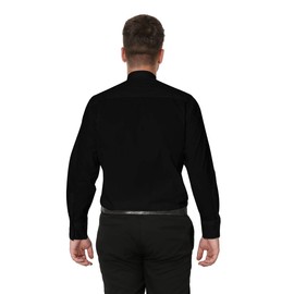 IvyRobes Men's Tab Collar Long Sleeves Clergy Shirt Black Necksize 17.5"