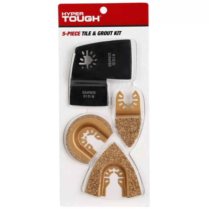 Hyper Tough 5-PCS TILE & GROUT KIT Rigid Scraper Oscillating