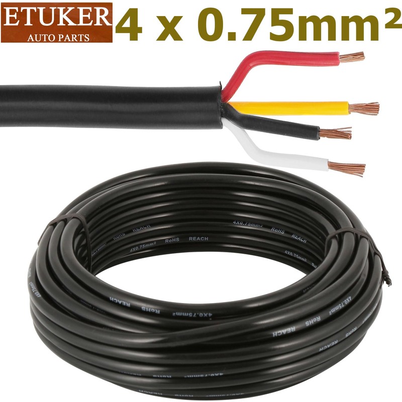ETUKER Vehicle Cable 4 Core 10 m Cable Trailer 4-Pin