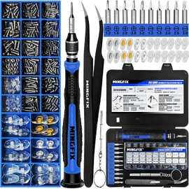 Eyeglass Sunglass Repair Kit,MINGFIX Magnetic Eye Glasses Repairing Tool Kit with Assorted Screws,Nose Pads,Small Screwdriver Bit Set & Tweezer with Mini Travel Case for Glasses,Sunglasses and Others
