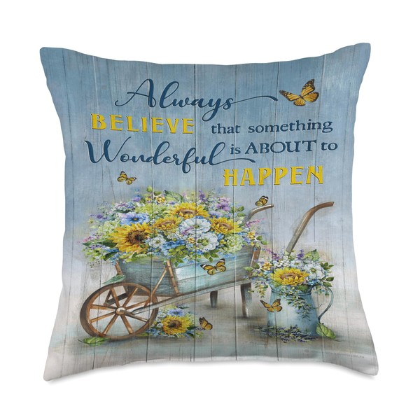 Jesus Wheelbarrow With Flowers Always Believe That Throw Pillow