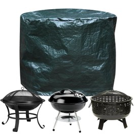 Garden mile® Heavy Duty Green Weatherproof Garden Round Firepit Covers UV Protected For Garden Patio Sets, Wooden Benches, BBQ's, Chimeneas And Firepits (large round firepit cover)