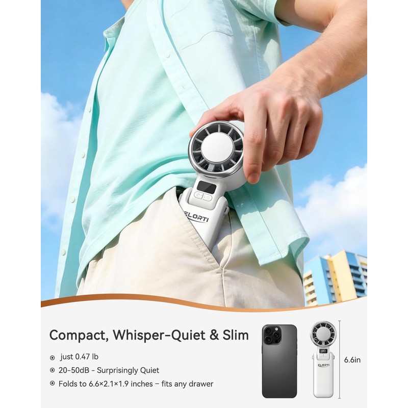 ELORTI Portable Fan, Mini Fan, Personal Fan with Turbo &