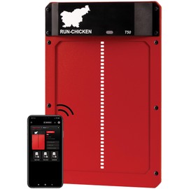 Run-Chicken Door T50 – Automatic Chicken Coop Door Opener, Battery Powered & Weatherproof Aluminum, Smart App & Timer Control, Predator Proof, Easy Install, Reliable All-Season Performance (Red)