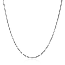 HZMAN Cuban Chain for Men Stainless Steel Men's Silver Chain Diamond Cut Hip Hop Link Chain Necklace 16-30 Inches, Stainless Steel, No Gemstone