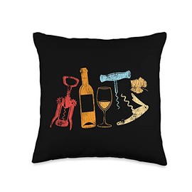 Wine Steward Drinker Lover Waiter Sommelier HS0 Sommelier Drinking Tasting Retro Corkscrew Wine Opener Throw Pillow, 16x16, Multicolor