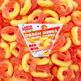 Peach Rings Gummy Candy, Sour and Sweet Sugar-Dusted Treat (5 Pound Bag)