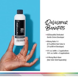 AGE beautiful Gentle Creme Hair Developers | For Permanent Hair Color Dyes, Toners, Lighteners | Professional Salon Coloring | Long Lasting Haircolor for Gray Coverage