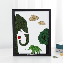 Mossever 100% Natural Moss Art Wall Decor (Elephant) - Natural Deodorizer & Air Purifier - No Maintenance - Moss for Crafts, Terrarium Supplies - Greenery for Home, Bedroom & Living Room Décor