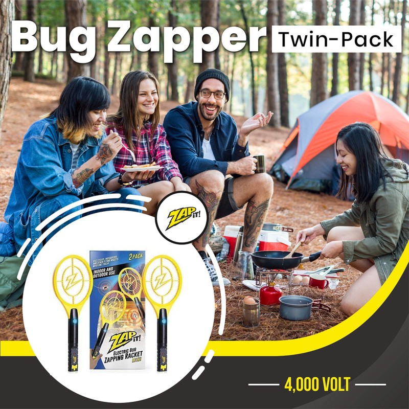 ZAP iT! Electric Fly Swatter Racket & Mosquito Zapper with