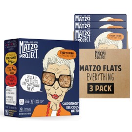 The Matzo Project Crispy Matzo Flats, Flatbread Crackers Sprinkled with (Almost) Everything, Vegan, Nut Free, All Natural, 3-Pack., 5.5 oz. Each, Kosher but NOT Kosher for Passover