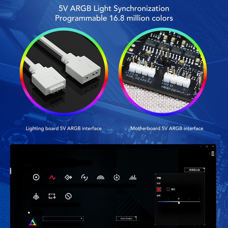 ARGB Extension Sleeved Cable Professional 5V 3 Pin Synchronized PSU