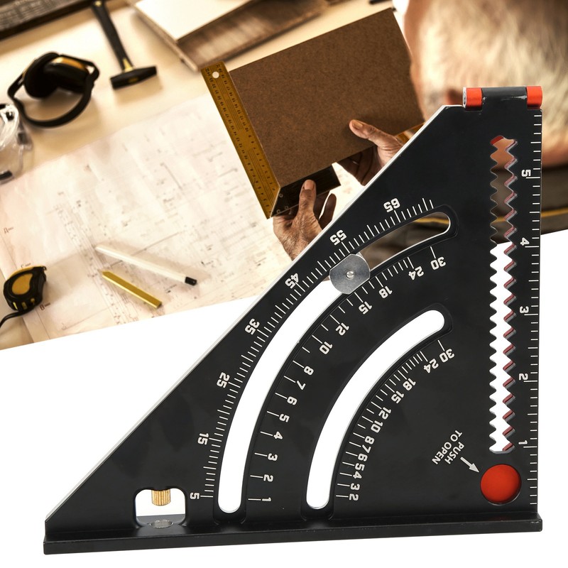 Triangle Angle Ruler Woodworking Folding Aluminum Alloy Measuring Tools 0