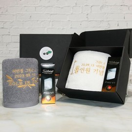 Songwol Towel Hole-in-one commemorative towel gift set (1 hole-in-one towel + 3 golf balls, 1) / 홀인원 기념수건 기프트 세트(홀인원타올1+골프공3구1)