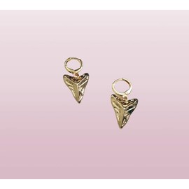 Shark Teeth Earrings Hoops Unisex Shark Tooth Gold or Silver (Gold)