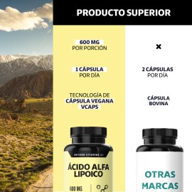 Ácido Alfa Lipóico (ala) 600mg Por Cápsula, Potenciado Con Cúrcuma (curcumina) |Curcuma Capsulas - Antioxidante - Alpha Lipoic Acid | Curcuminoides | Vitaminas Mujer / Hombre - 60 Cápsulas Veganas