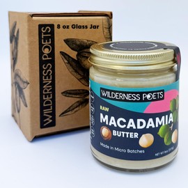Wilderness Poets, Raw Macadamia Nut Butter - Vegan, No Salt (8 Ounce) - Glass Jar