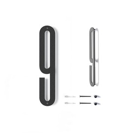 12 Inch Modern Floating House Numbers | Large Metal House Numbers for Outdoors | Black Coated Rust-Proof Home Address Numbers