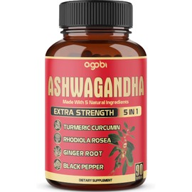 90 Capsules - Ashwagandha Supplement Capsules - Ginger Root, Turmeric, Rhodiola Rosea & Black Pepper