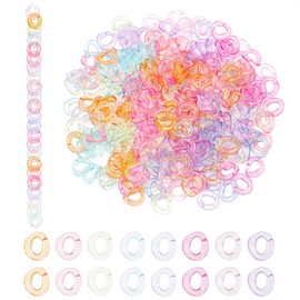 PandaHall 270 Transparent Acrylic Connecting Rings 9 Colours Quick Connect Pieces Oval Twist Link Chain Rings C Clips Hook Chain Links for Summer Earring Necklace Glasses Purse