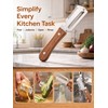 3-in-1 Multifunctional Vegetable Peeler, Curved Stainless Steel Blade Wooden Handle