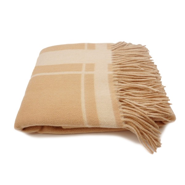 State Cashmere Reversible Throw Blanket with Fringes Merino Wool Cashmere