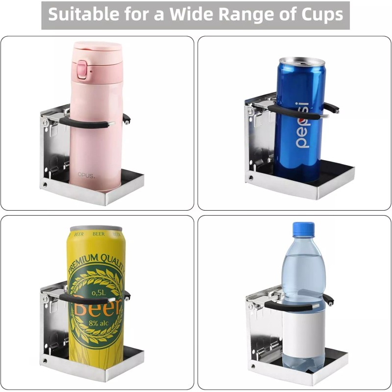 Amarine Made Marine Boat Car Adjustable Can Cup Holder Stainless