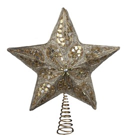 Kurt Adler 14" Seasons of Elegance Silver and Gold Star Tree Topper - Unlit