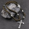 HanlinCC Saint Benedict Paracord Rosary Necklace Large and Heavy Metal