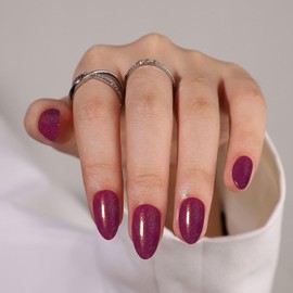 Short Press on Nails Almond Fake Nails Solid Color Nails Press Ons | Acrylic Nails Kit Soft Gel Press On Nails Short with Nail Glue | 16 Sizes - 32 Pcs Nail Kit (Mulberry Glitter, 32 Pcs)