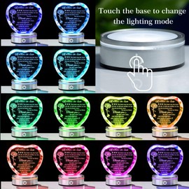 Enjinkail Mother in Law Birthday Gifts from Daughter in Law for Christmas Crystal Heart Plaque Keepsake Best Mother-in-Law Unique Gifts for Wedding Mothers Day with Colorful Light Base