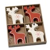 Set of 12 Red & Cream Reindeer Christmas Tree Decorations