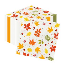 YQUQWN 50 PCS Fall Leaves Napkins Disposable Thanksgiving Luncheon Paper Napkins Autumn Decorative Dessert Napkins for Holiday Harvest Home Kitchen Party Supplies 6.5 x 6.5 Inch