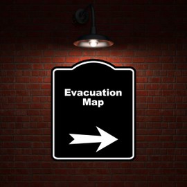 Evacuation Map Black Sign Arrow Right Aluminum Composite Sign 15 x 18 inches
