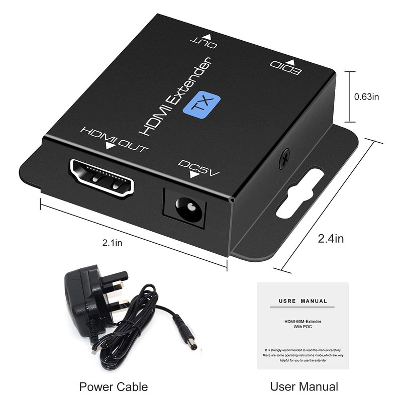 QIUB XCL Black 60m HDMI Extender, CAT 678 UTP, EDID