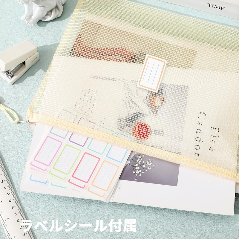 METBOU Filing Bag with Zipper A4 Multi-Color Set, Zipper Bag,