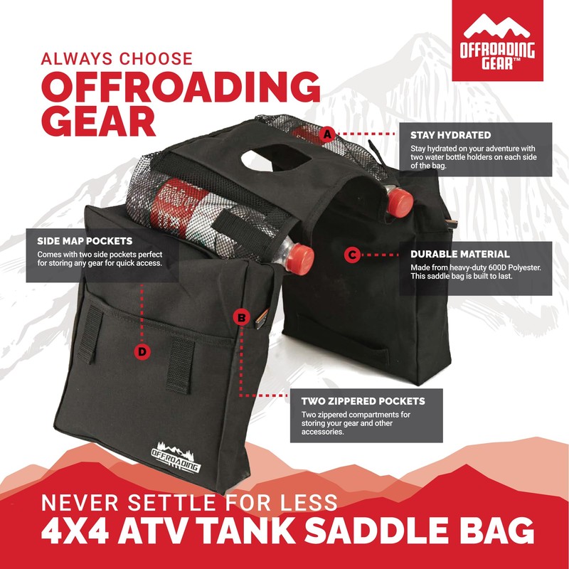 Offroading Gear 4x4 Waterproof Rear and Front Tank-Top Saddle Bag|
