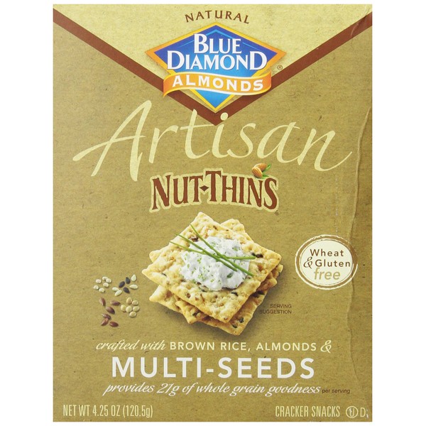 Blue Diamond Gluten Free Nut Thin Cracker Crisps, Multiseed, 4.25 Iybce