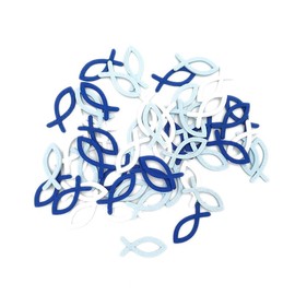 Holz Fisch Deko,108 Stück Fische Streudeko Tischdeko,Tischdeko Konfirmation Taufedeko Junge Mädchen Taufe, Holz Fische Streudeko Taufedeko,Kommunion und Konfirmation (Blau)