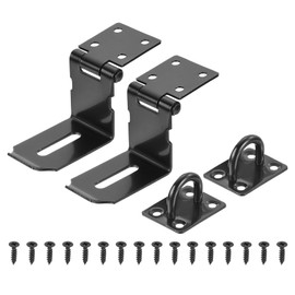 PATIKIL 4 Inch Right Angle Door Hasp Latch, 2 Pack Stainless Steel 90 Degree Security Padlock Hasp Lock Latch for Door Window Drawer Toolbox Garage, Black