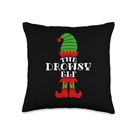 Xmas The Drowsy elf matching team family Co. The Drowsy Elf Christmas Matching Family Coworker Group Throw Pillow, 16x16, Multicolor