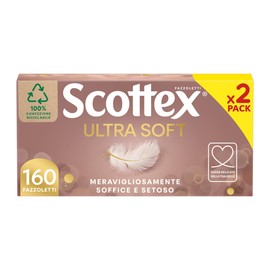 Scottex Ultra Soft Box Fazzoletti di carta, 160 Pz, 2 Box da 80 Fazzoletti