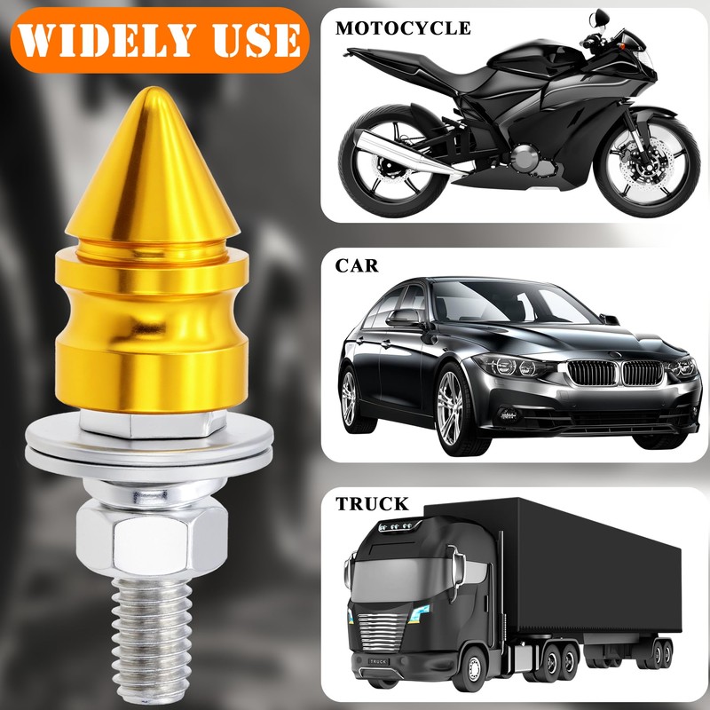 MEAJOO 4Pcs Spike License Plate Screws Kit – Decorative Anti-Theft