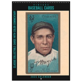 Asgard Press 2025 Vintage Baseball Cards Calendar, 16 Months, Frame-Ready Collectible Cards from the 1900s, 11”x30” (Size When Open)