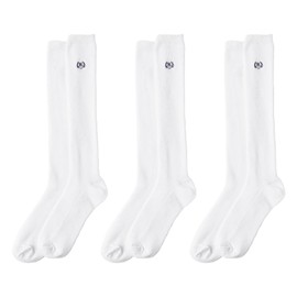 Lepi Mario 174602 Kids School Socks, Set of 3, Socks, 11.0 inches (28 cm) Length, One Point Embroidery, Kids, white
