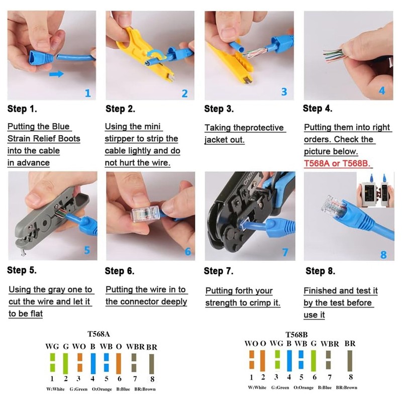 Pass Through Ethernet Crimper RJ45 CAT6 Through Hole Pass Through